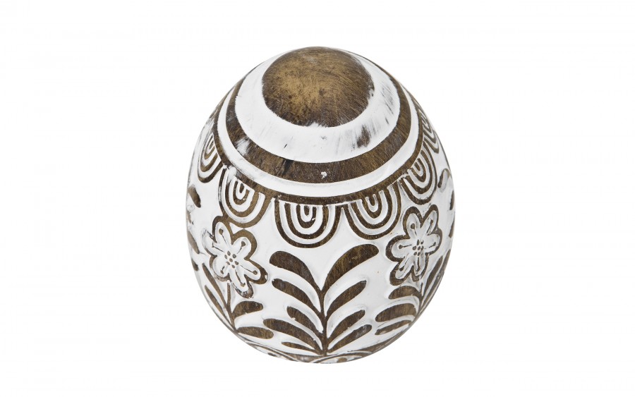 Ozdoba Jajko 10 cm biało-brazowe AP143947
