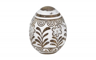 Ozdoba Jajko 10 cm biało-brazowe AP143947