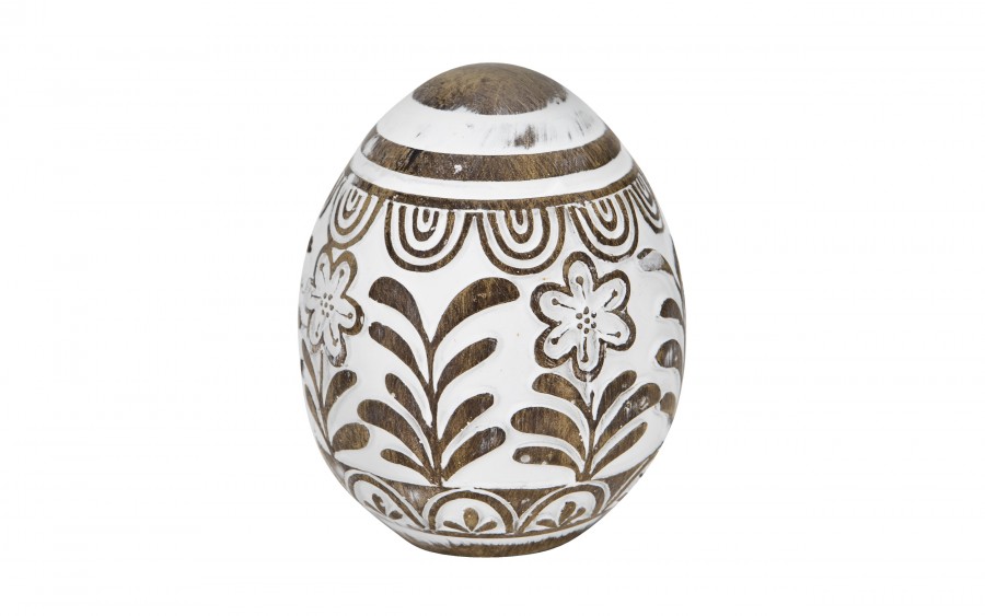 Ozdoba Jajko 10 cm biało-brazowe AP143947