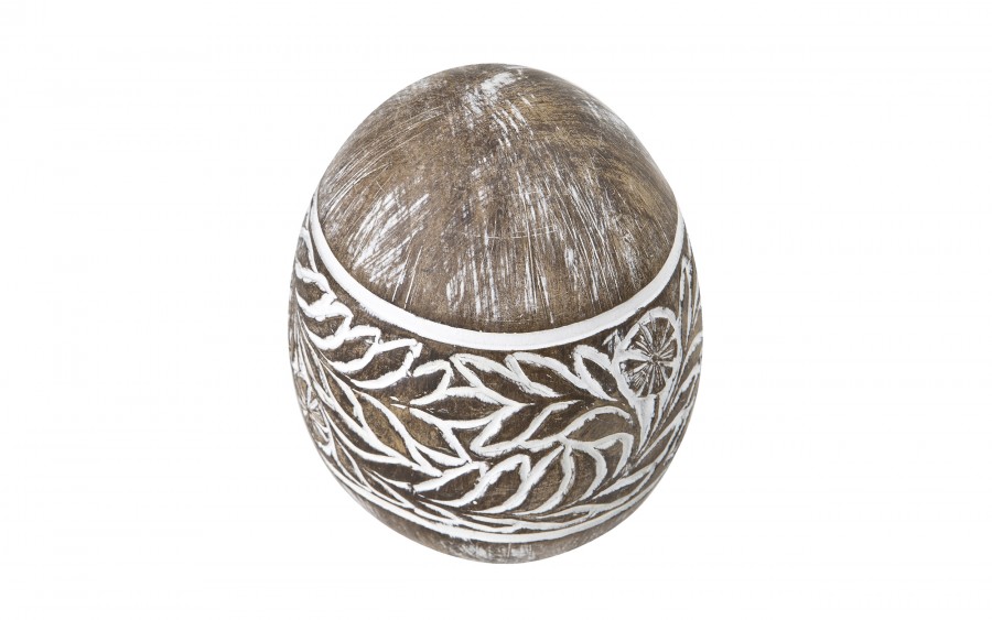 Ozdoba Jajko 10 cm brazowo-białe AP143948