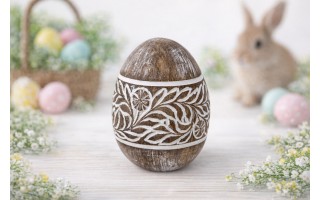 Ozdoba Jajko 10 cm brazowo-białe AP143948