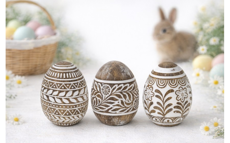 Ozdoba Jajko 10 cm brazowo-białe AP143948