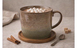 Duży Kubek ceramiczny 1 L Ombres Insta  brązowo-zielony