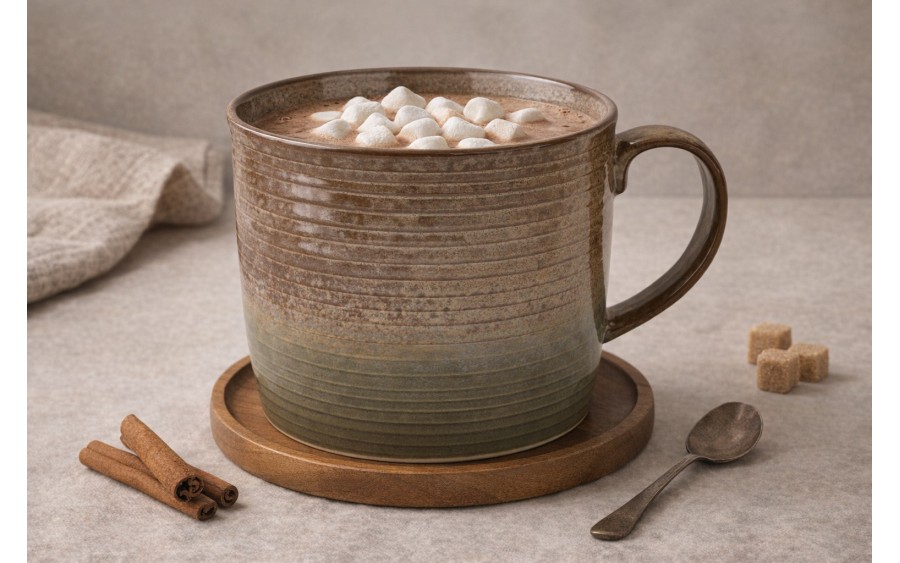 Duży Kubek ceramiczny 1 L Ombres Insta  brązowo-zielony