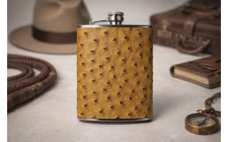 Piersiówka 240 ml ze stali szlachetnej Skóra Struś