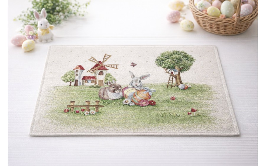 Serwetka gobelinowa 37x48 cm Runner 1179 Zajączki i wiatrak