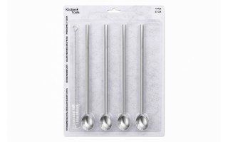 Zestaw 4 słomek/łyżek 2w1 do latte Kitchen Tools