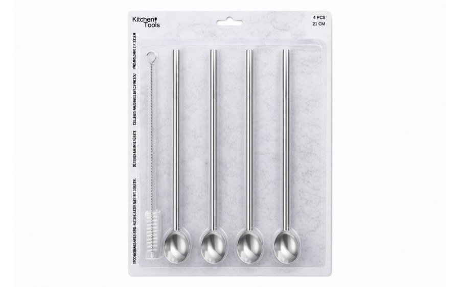 Zestaw 4 słomek/łyżek 2w1 do latte Kitchen Tools