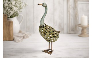 Figurka dekoracyjna Gęś 58 cm metalowa kolorowa