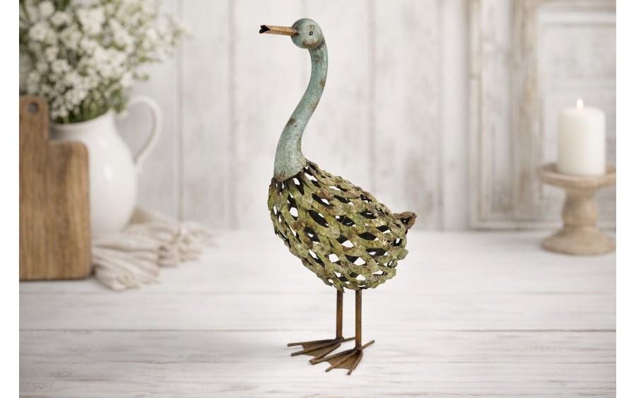 Figurka dekoracyjna Gęś 58 cm metalowa kolorowa