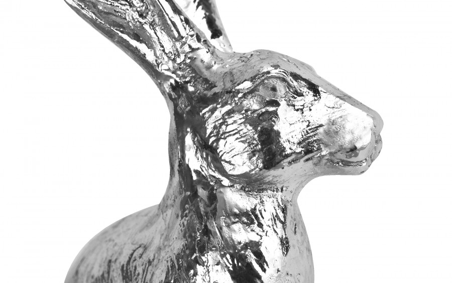Figurka z tworzywa Zając 12,5 cm srebrny GJ0390