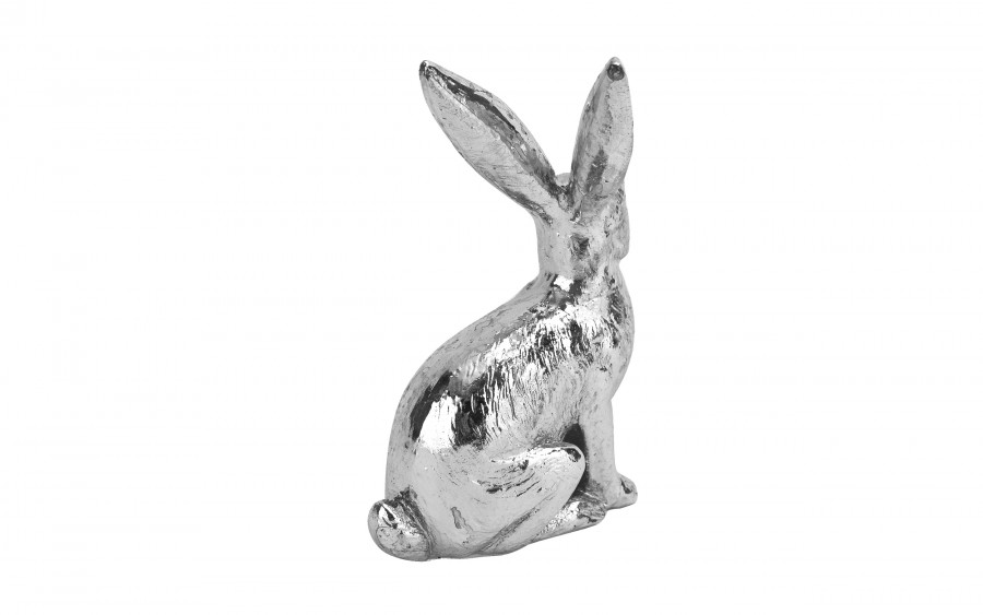 Figurka z tworzywa Zając 12,5 cm srebrny GJ0390