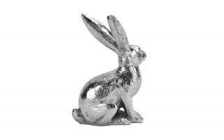 Figurka z tworzywa Zając 12,5 cm srebrny GJ0390
