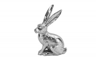 Figurka z tworzywa Zając 12,5 cm srebrny GJ0390