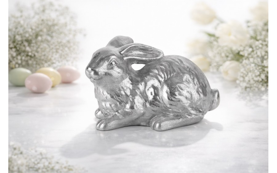 Figurka dekoracyjna Zając 13x20 cm srebrny