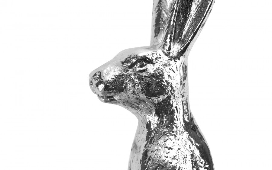 Figurka z tworzywa Królik 19,5 cm srebrny GJ0391