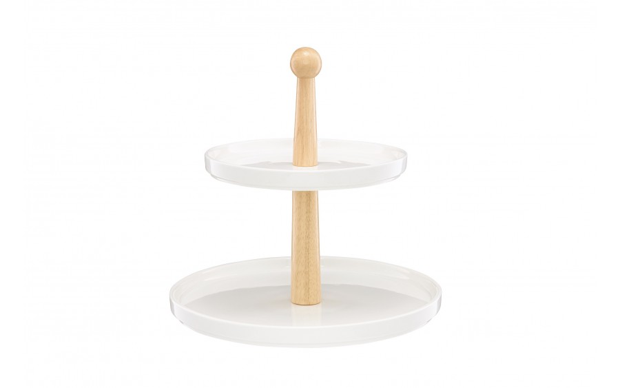 Patera dwupoziomowa Natural 26 cm biała