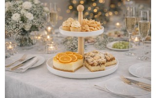 Patera dwupoziomowa Natural 26 cm biała