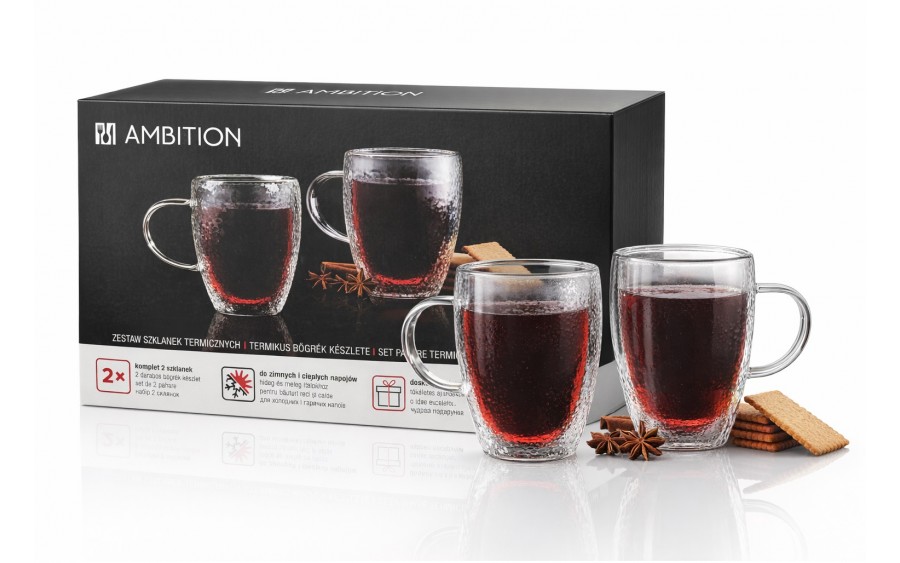 Komplet 2 szklanek termicznych z uchem Bubble 350 ml