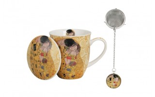 Kubek z zaparzaczem z zawieszką 400 ml The Kiss Ecru