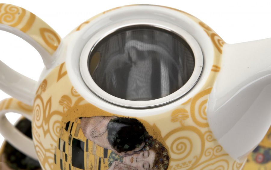 Filiżanka z dzbankiem i zaparzaczem Tea for One The Kiss Ecru