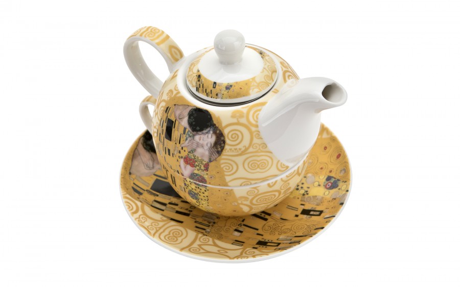 Filiżanka z dzbankiem i zaparzaczem Tea for One The Kiss Ecru