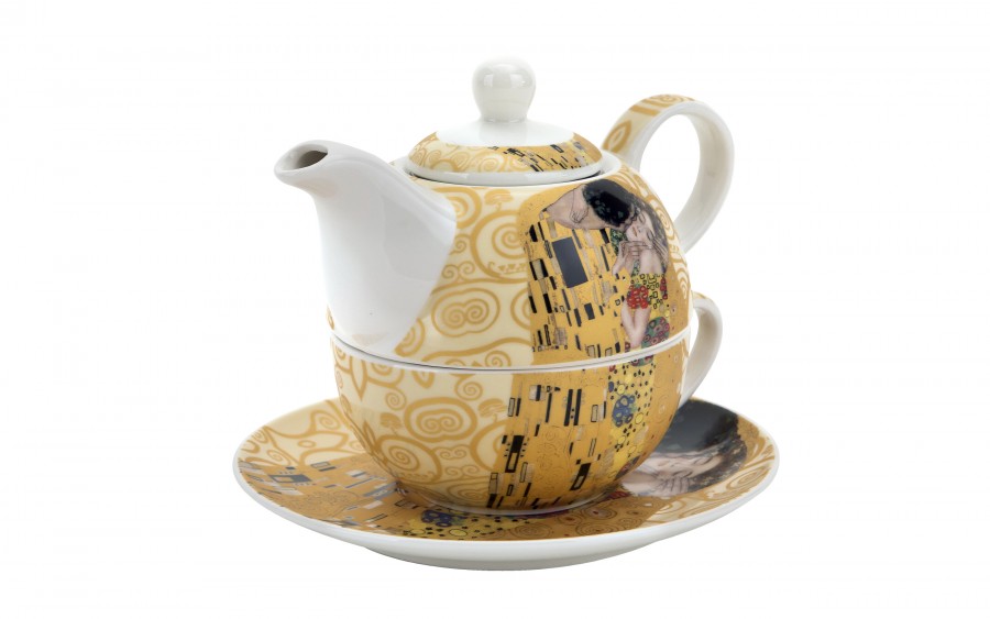 Filiżanka z dzbankiem i zaparzaczem Tea for One The Kiss Ecru