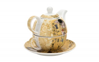 Filiżanka z dzbankiem i zaparzaczem Tea for One The Kiss Ecru