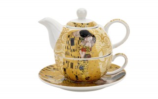 Filiżanka z dzbankiem i zaparzaczem Tea for One The Kiss Ecru