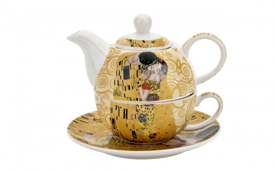 Filiżanka z dzbankiem i zaparzaczem Tea for One The Kiss Ecru