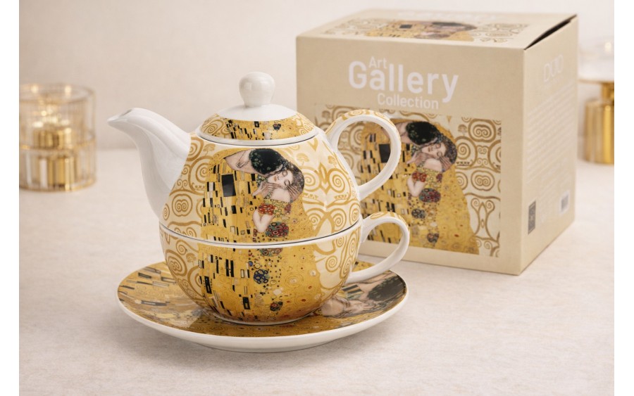 Filiżanka z dzbankiem i zaparzaczem Tea for One The Kiss Ecru