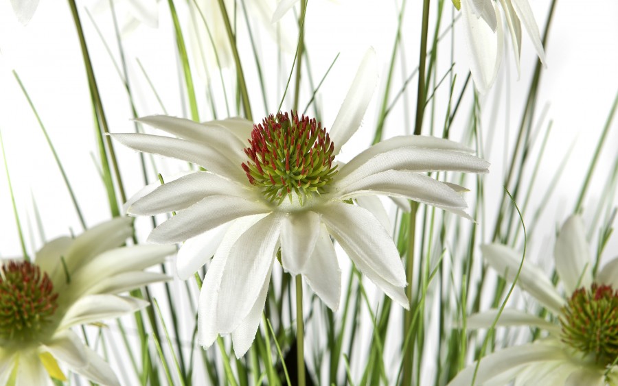 Sztuczna roślina Jeżówka biała 90x40x40 cm Echinacea