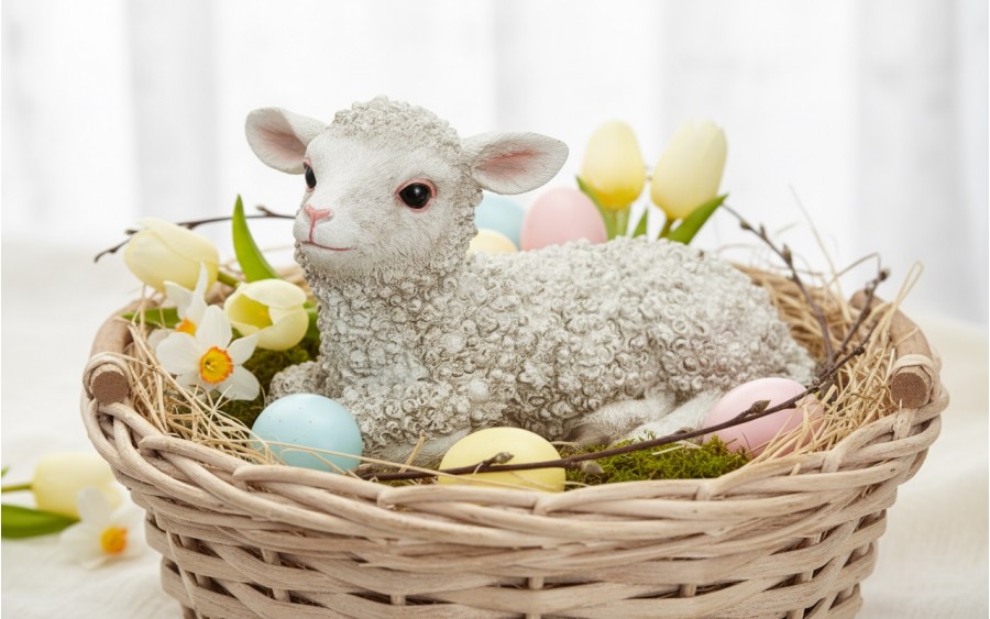 Baranek dekoracyjny wielkanocny 22 cm Dekor-Pap GJ0152 z tworzywa