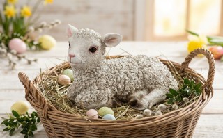 Baranek dekoracyjny wielkanocny 22 cm Dekor-Pap GJ0152 z tworzywa