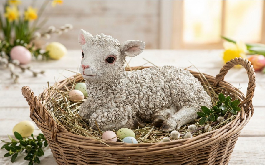 Baranek dekoracyjny wielkanocny 22 cm Dekor-Pap GJ0152 z tworzywa