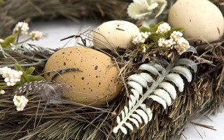 Wianek wielkanocny 33 cm Dekor Pap, naturalny z jajkami