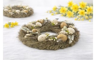 Wianek wielkanocny 33 cm Dekor Pap, naturalny z jajkami