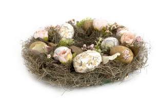 Wianek wielkanocny 30 cm Dekor Pap, naturalny z jajkami