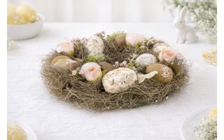 Wianek wielkanocny 30 cm Dekor Pap, naturalny z jajkami