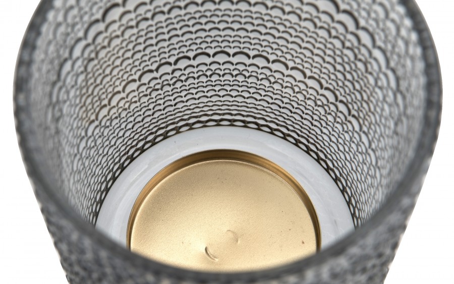 Kielichowy świecznik szklany Dekor-Pap CX0919, szaro złoty, 36 cm