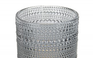 Kielichowy świecznik szklany Dekor-Pap CX0919, szaro złoty, 36 cm