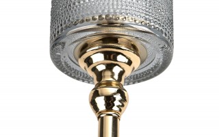 Kielichowy świecznik szklany Dekor-Pap CX0918, szaro złoty, 41 cm