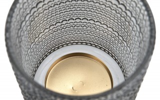 Kielichowy świecznik szklany Dekor-Pap CX0918, szaro złoty, 41 cm