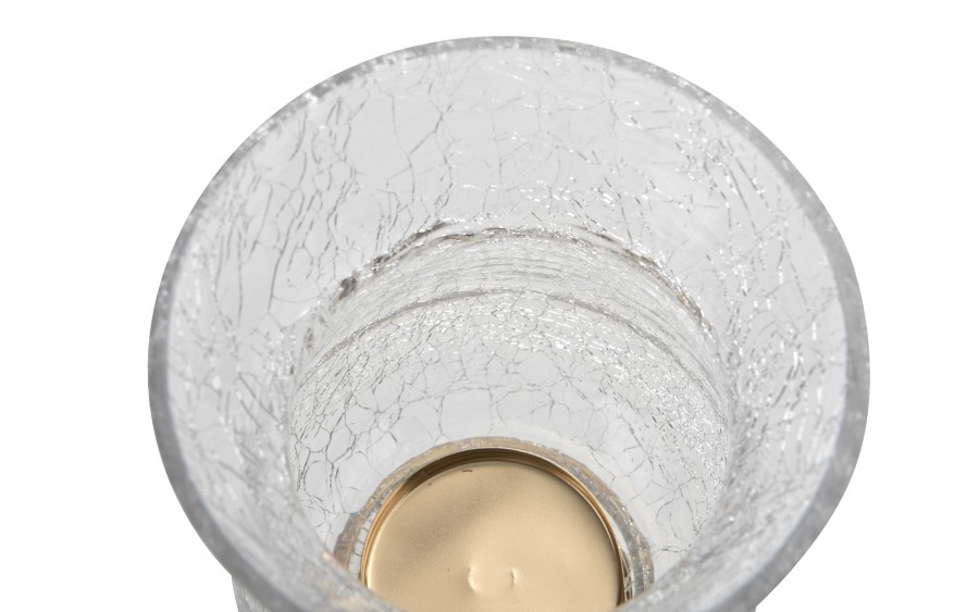 Świecznik szklany 13x13x20 cm złoty przezroczysty