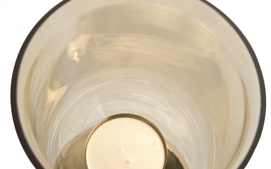 Świecznik szklany 14x14x28 cm złoty bursztynowy