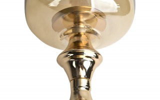 Świecznik szklany 14x14x28 cm złoty bursztynowy