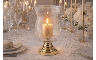 Świecznik szklany 13x13x20 cm złoty przezroczysty