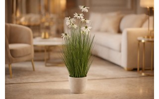 Sztuczna roślina Jeżówka biała 90x40x40 cm Echinacea