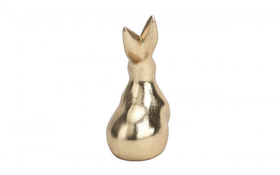 Figurka dekoracyjna Zając 18,5 cm Złoty ceramiczny