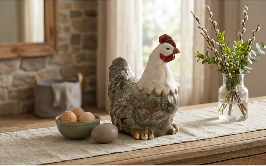 Figurka dekoracyjna Kura 19 cm ceramiczna